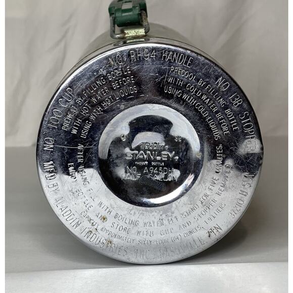 Vintage Stanley Aladdin Thermos Qt Green Hammertone Metal Cup A945DH 1 Gorpcore - Picture 7 of 11